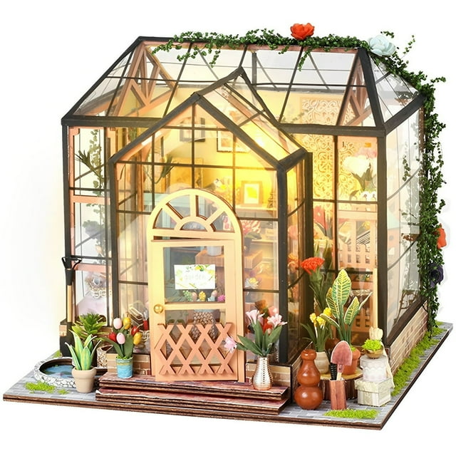 CUITING Kit de Maison Miniature DIY avec Lumière LED Kit de Modèle de Maison de Poupée Créatif avec Meubles Kit de Maison de Poupée Miniature 3D Kit de Maison de Poupée Décorative Mini Kit de Mini Maison de Poupée pour Enfants Anniversaire