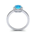 thumbnail image 3 of SuperJeweler 1 1/2 Carat Oval Shape Blue Topaz and Halo Diamond Ring In Sterling Silver For Women, 3 of 6