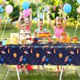 thumbnail image 6 of KAINSY Outer Space Birthday Table Cloths Covers Spaceship Galaxy Party Plastic Disposable Rocket UFO Planets Tablecloths Waterproof 54 x 108inch 3pcs, 6 of 7