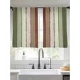 thumbnail image 3 of Sage Green Semi Sheer Window Curtains 45 Inches Long, Farmhouse Wood Grain Vintage Brown Striped Rod Pocket Voile Silky Chiffon Curtain Light Filtering Drapes for Living Room, 52"x45", 2 Panels, 3 of 9