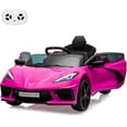 thumbnail image 3 of OUYAWEI 12V Ride On Sports Corvette Electric Car Remote Control LED Lights Music Rose Red Boys Girls, 3 of 7