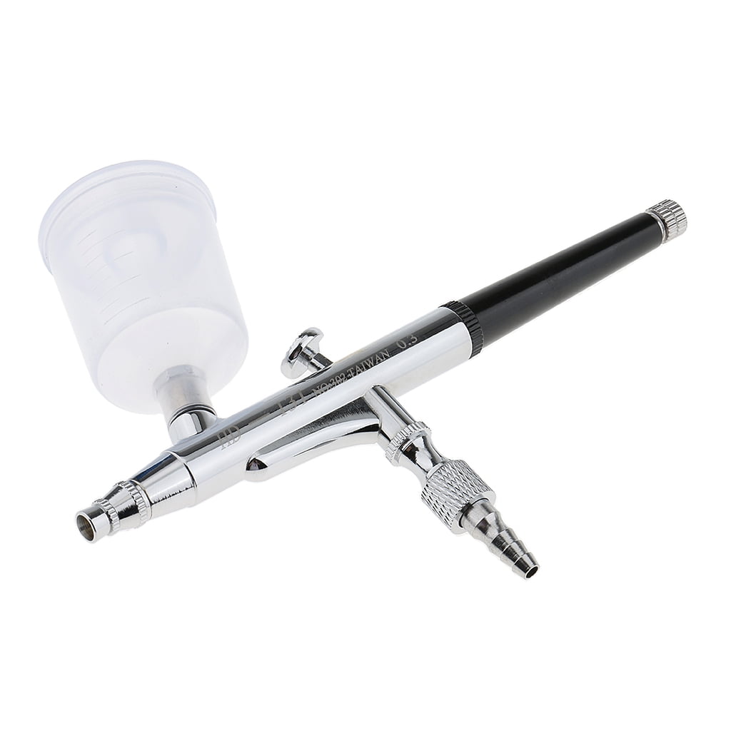 Dualoai New Gravity Feed Airbrush .3mm Tip Air Brush 2/4cc Cups for Cosmetic Nail Art