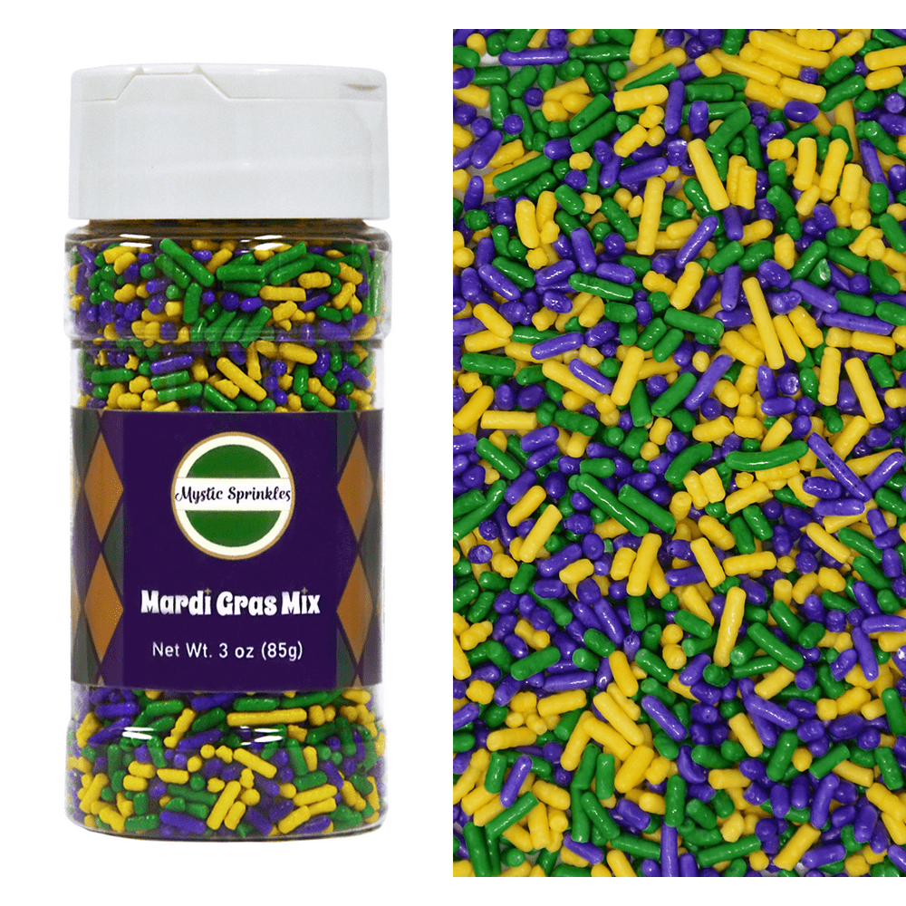 Mystic Sprinkles Mardis Gras Mix Jimmies Sprinkles 3oz Bottle Walmart