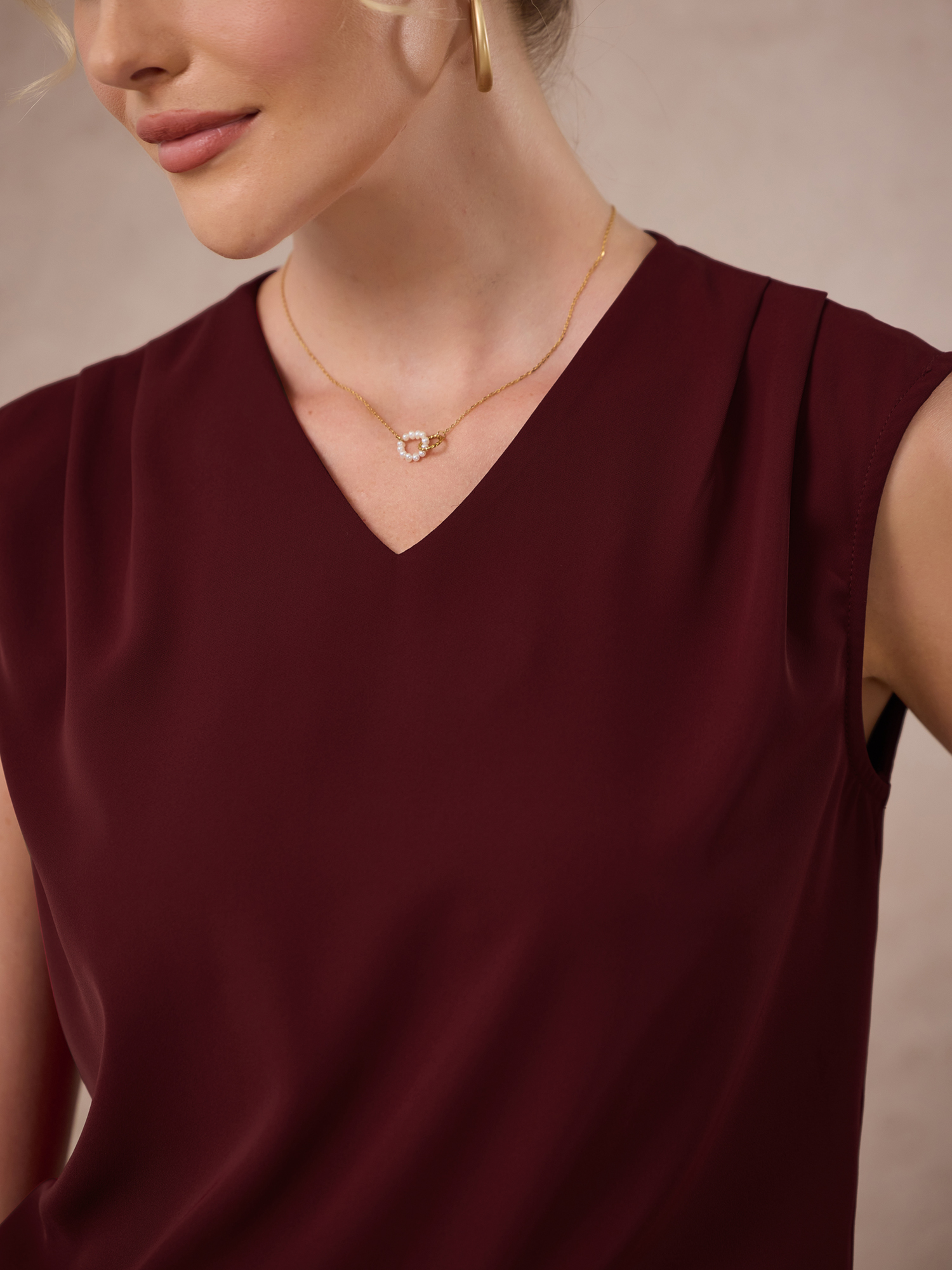 DARING DIVA Women's Sleeveless Tank Top V Neck Camisole Shirt XL Dark Red