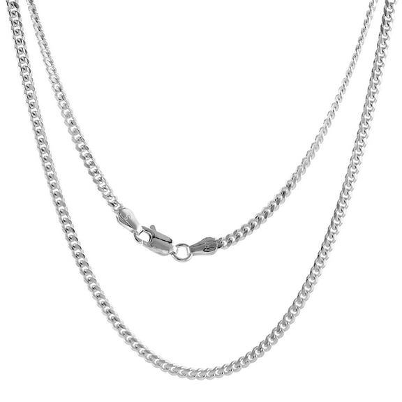 925 Sterling Silver 2.7mm Miami Cuban Curb Chain Necklace Nickel Free Italy