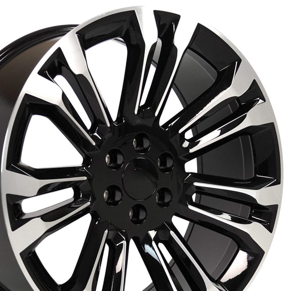 OE Wheels CV43B 24 Inch Rim Fits Silverado 1500 Style 6x139.7 24x10 Gloss Black Machined - Hollander 5666 (1)