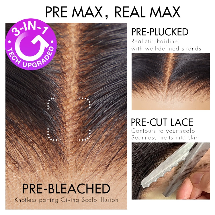 LUVME 14" PreMax Wigs HD Lace Super Natural Hairline Silky Straight Glueless 13x4 Frontal Lace Wig Human Hair Pre-Cut Lace for Women