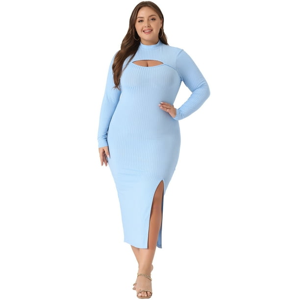 Unique Bargains Women's Plus Size Bodycon Dress Knee Slim Cut Out Dresses 3X Blue - Walmart Business Supplies Unique Bargains Women's Plus Size Bodycon Dress Knee Slim Cut Out Dresses 3X Blue - Walmart Business Supplies