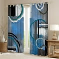 thumbnail image 2 of Blue Black Gray Blackout Curtains,Ombre Watercolor Geometry Curtains,Geometric Stripe Circles Window Curtains & Drapes,Oil Painting Window Treatments,Modern Artwork Darkening Curtains 38"X45", 2 of 6