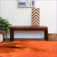 thumbnail image 4 of Accent Bench for Living Room/Entryway, Mid-Century Modern Antique Tan Genuine Leather Solid Wood | Tan | Genuine Leather, 4 of 20