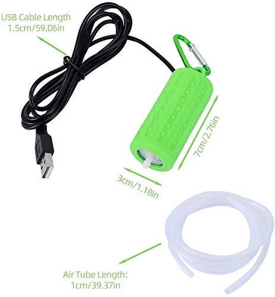 2PCS Aquarium USB Air Pump Portable Mini USB Aquarium Fish Tank Oxygen Air Pump Mute Energy Saving Fish Tank Air Pumps Green,One Size