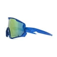 thumbnail image 3 of Mens Super Oversized Block Shield Geometric Bevel Cut Sport Sunglasses Blue Orange Mirror, 3 of 4