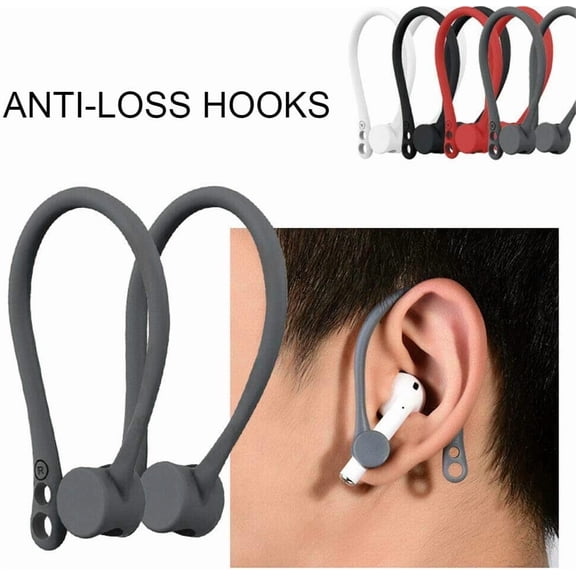 Single Pair EarHooks for AirPods, Anti-Lost Secure Earhook Holder Ear Attachment Loops for Apple AirPods 1 & 2 Earphone Earbuds Earpods (Grey)