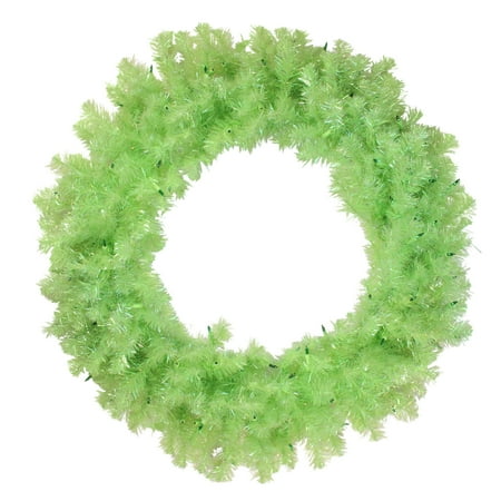 Vickerman 36" Prelit Chartreuse Green Wide Cut Artificial Christmas Wreath - Green Lights