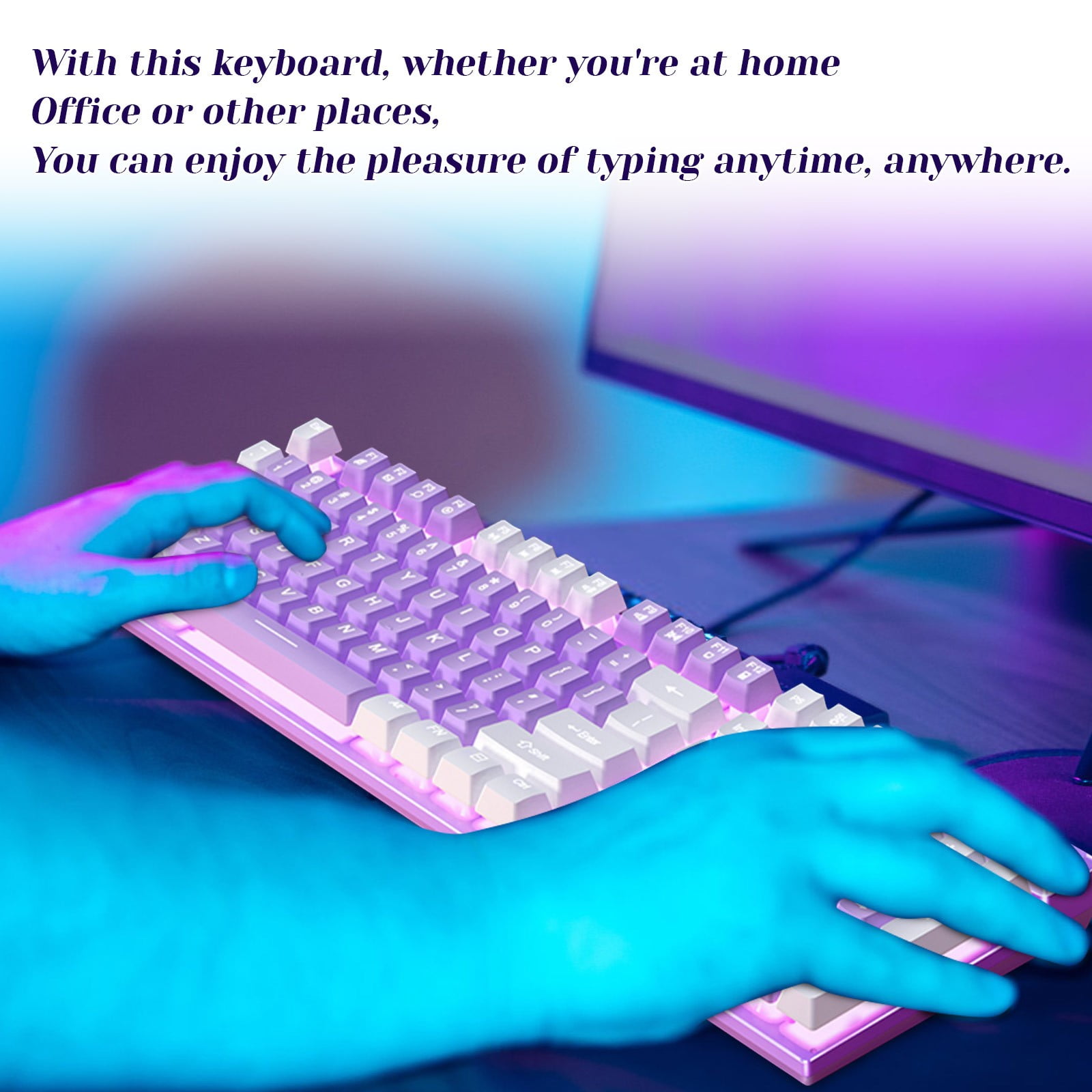Wired Gaming Keyboard 104-Key, Colorful RGB Backlit Computer Keyboard with Ergonomic Mechanical Feel, Waterproof USB PC Keyboards for Desktop PC Laptop Gaming and Office Use.