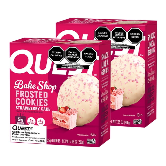 Galleta Cubierta Quest Nutrition 2 Pack Sabor a Pastel de Fresa
