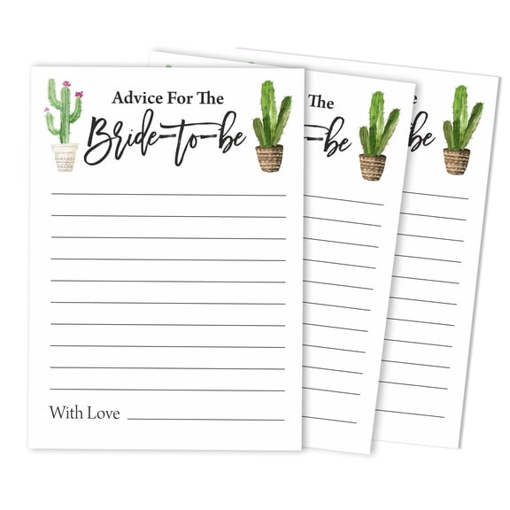 Inkdotpot Cactus Taco'Bout LoveAdvice And Wishes Set Of 50 Bridal Shower Advice Game ActivityCards