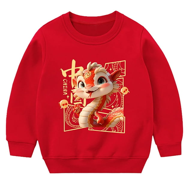 Mercatoo Garçons Filles Nouvel An Chandail Chandail en Molleton Tout-Petit Manches Longues Col Rond Mignon Graphique Doux Vêtements Chemises Chandail à Capuchon Hauts