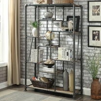 Furniture of America Plymouth 8-Shelf Bookcase, Sand Black