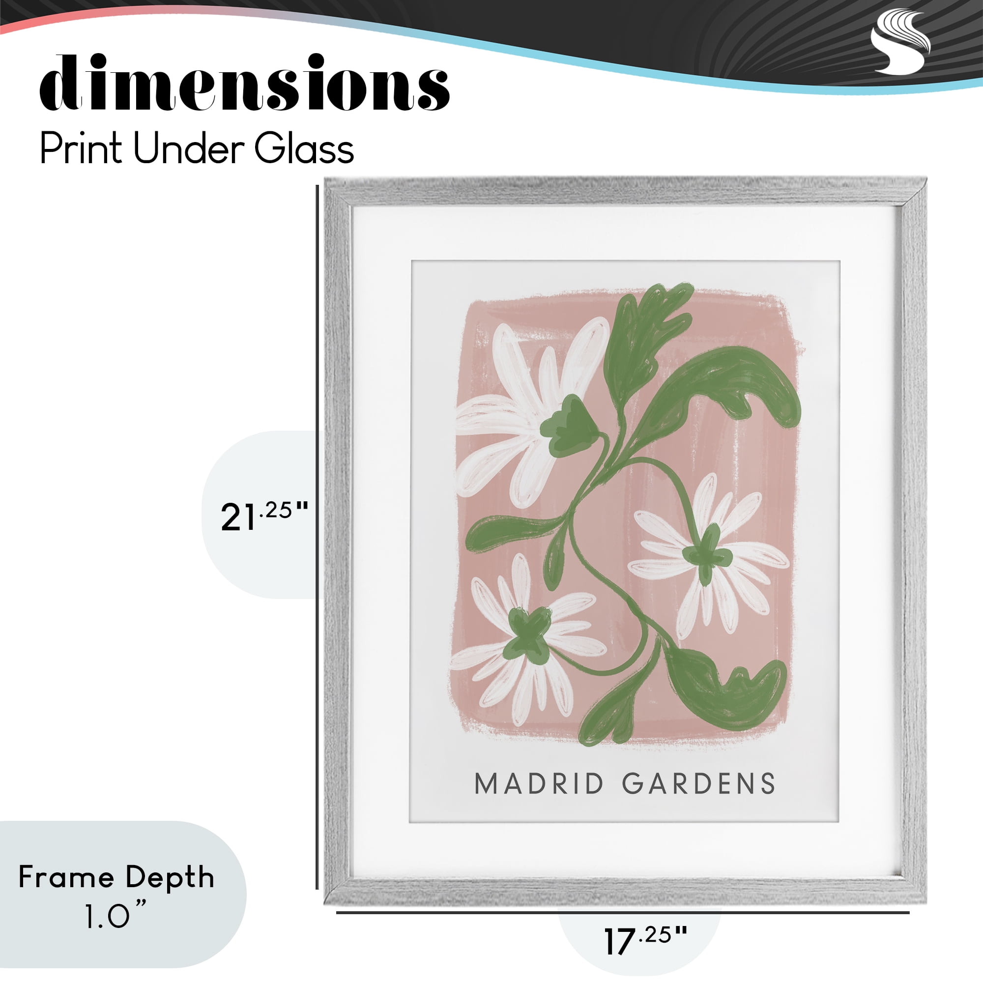 Stupell Industries Madrid Gardens Pastel Blooms Gray Framed Print Under Glass, design by Lucille Price