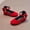 Red, variant on FSYBOA Girls Dress Shoes Size 2(Big Kids), Hook and Loop Strap Gifts Low Heel Closed Toe Kids Flat Shoes Black