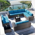 thumbnail image 1 of 2 Sets of 6-Piece PE Rattan Patio Furniture Set, Waterproof Wicker Sectional Sofa with Coffee Table & Cushions, Outdoor Conversation Set for Garden/Poolside,greenb, 1 of 8