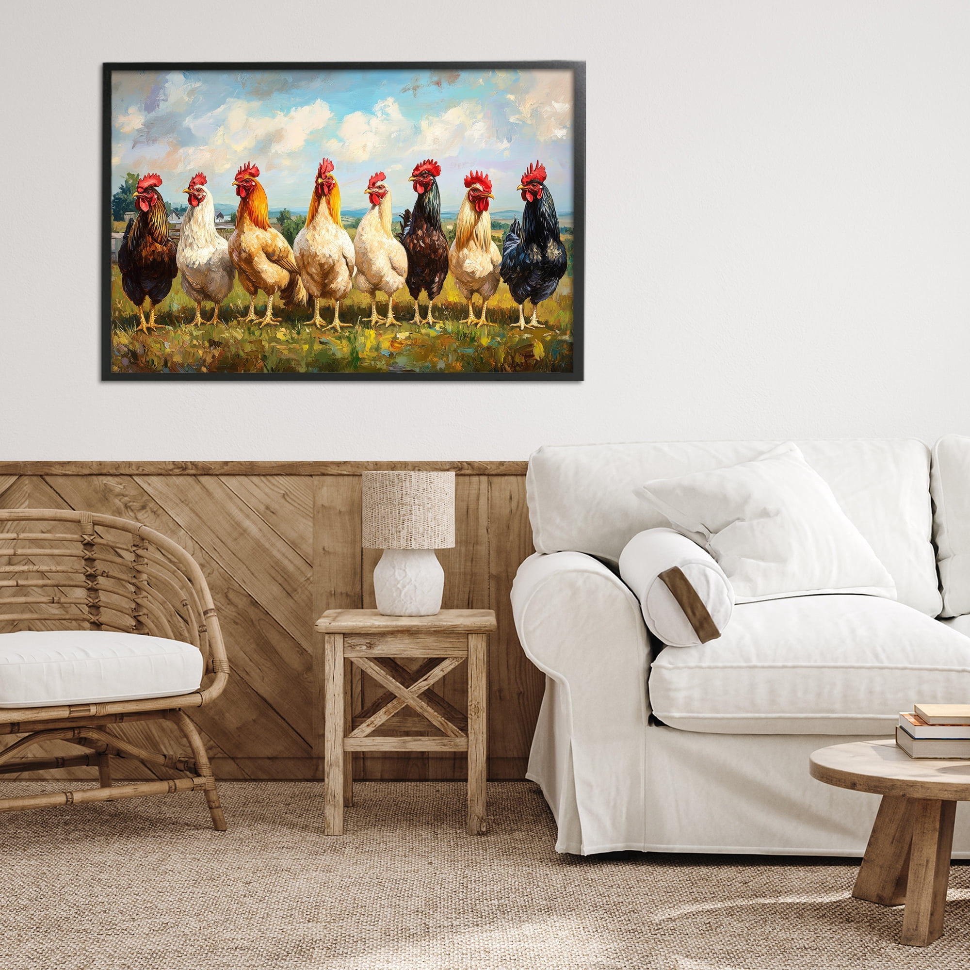 Stupell Industries Chicken Brood on Horizon Black Framed Giclee Art, design by Petal Prints Design