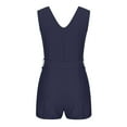 thumbnail image 5 of AXXD Clearance Shorts For Women, Solid Button Sleeveless Deep V Lacing Belt Jumpsuit Shorts Lady Dark Blue 18, 5 of 8