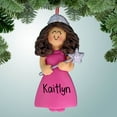 thumbnail image 1 of Pink Dress Princess with Silver Wand - Brown - Personalized Christmas Ornament - Perfect Stocking Stuffer - Great Gift Ideas, 1 of 2