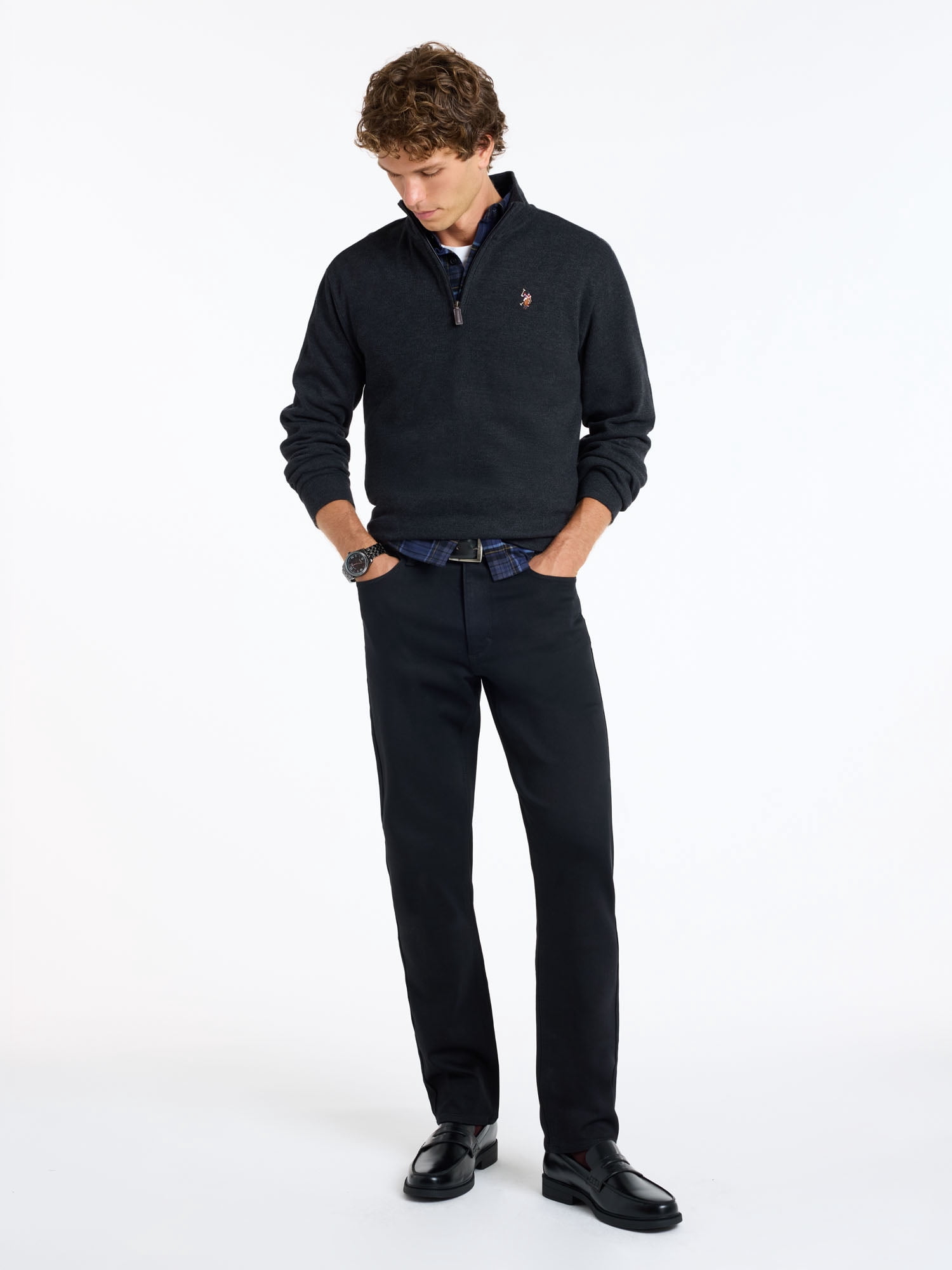 U.S. Polo Assn. Men's Quarter Zip Flatback