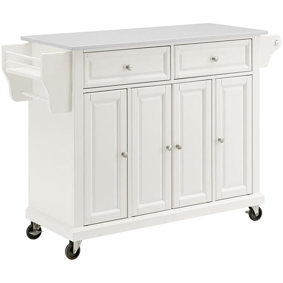 Crosley Furniture Chariot de Cuisine en MDF avec Dessus en Bois et Granit, Blanc