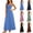 Blue, variant on Hulanddfd Women's Dress Summer Camisole Ruched Front-Tie Button Cinched Waist Solid A-Line Maxi Dress Blue Size L