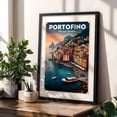 thumbnail image 4 of Seaside Serenity: Portofino Vintage Poster - Portofino Liguria Italy Illustration Black Framed Wall Art Print 20 x 30 inches, 4 of 8