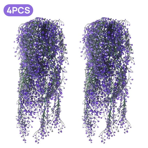 FGY 4PCS Fake Hanging Plants Artificial Vine Plant for Home Garden Indoor Outdoor Décor (Purple)