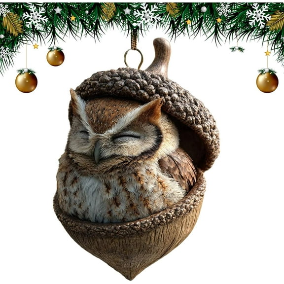 Forest Animal Acorn Ornaments – Cozy Forest Christmas Ornaments, 2026 New Pine Cone Animal Decoration, Acrylic Hanging Woodland Ornament, Nature-Themed Home Decor for Animals Lovers Gift(Owl)