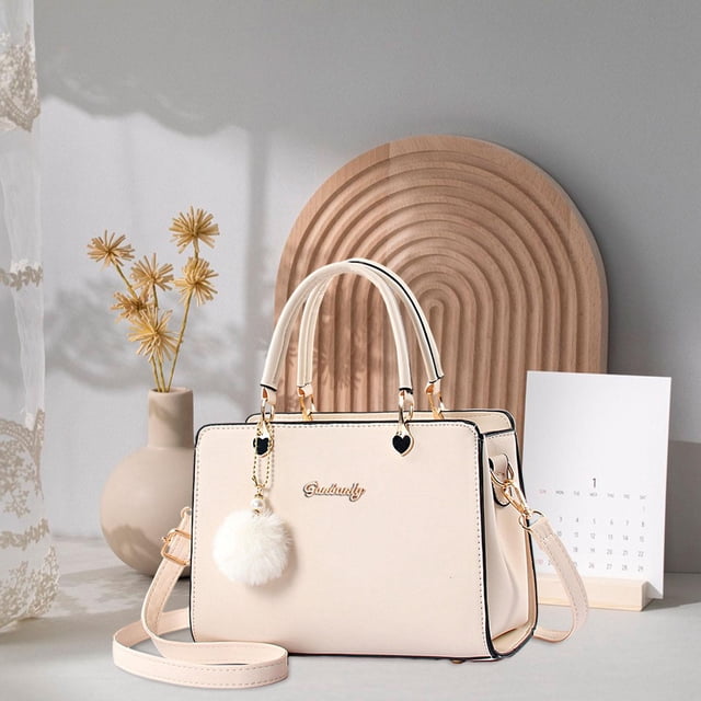 Bolso de Hombro para Mujer Salvador Bolso de mano Cruzado con Correa Ajustable Desmontable Beige