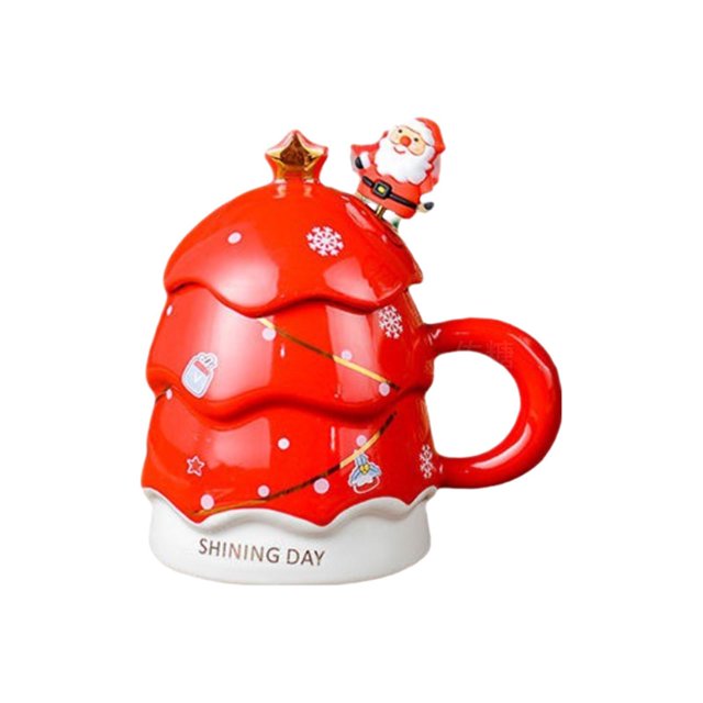 Christmas Tree Coffee Mug Milk Cups for Birthday Gift Red