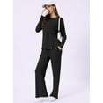 thumbnail image 3 of DARING DIVA Women's Ribbed Knit Soft Long Sleeve Pajama Sets S Black, 3 of 7