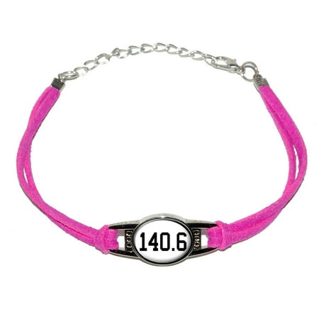 - 140.6 - triathlon - swim bike run Novelty Suede Leather Metal Bracelet