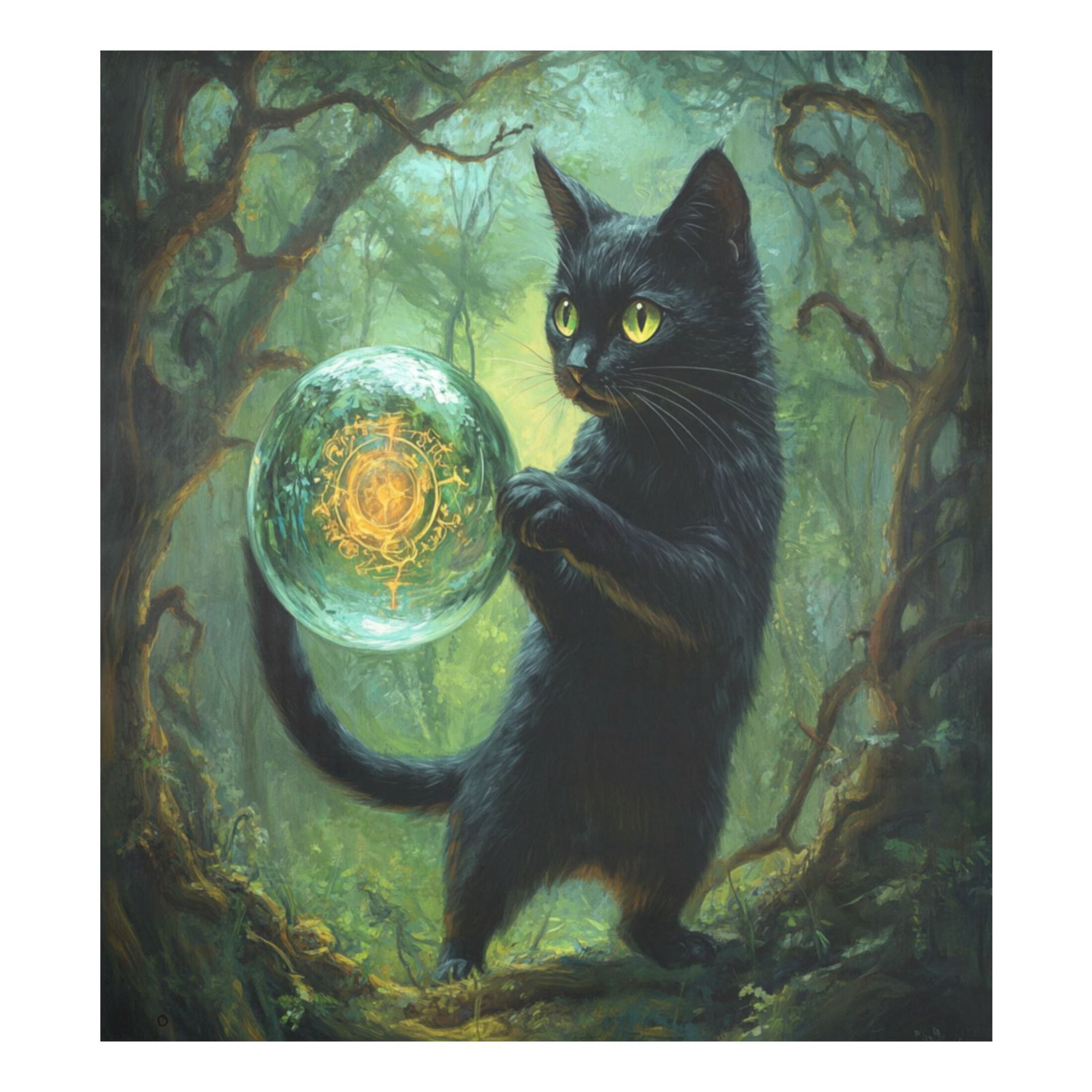 WOBOGO Black Cat Crystal Ball Magnetic Dishwasher Sticker Personalized DIY Beautiful and Practical Home Kitchen Decorations 23×16in