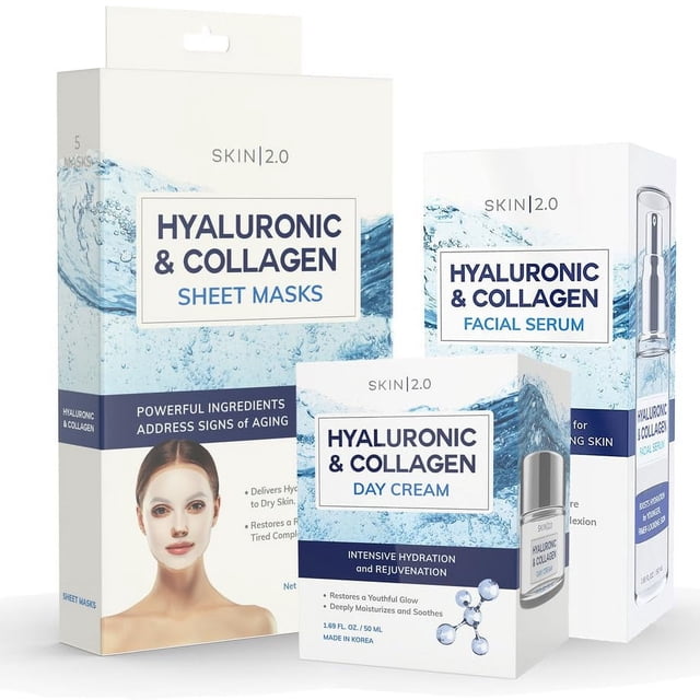 Régimen de ácido hialurónico Skin 2.0 - Hidratante Anti-Envejecimiento Retención de humedad Piel reafirmante - Belleza limpia Ingredientes naturales Cuidado de la piel coreano sin crueldad para todo t