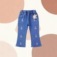 thumbnail image 4 of Bovxnpu Girls Wide Leg Jeans Flare Denim Pants Denim Flare Kids Beaded Elastic Waist Applique Casual Comfortable Detail Pants, 4 of 5