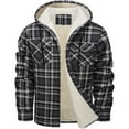 thumbnail image 6 of GrmtClth Men's Fleece Jackets Plaid Sherpa Lined Hooded Jackets Zip Up Comfy Soft Warm Hoodie Loose Fit Outdoor Long Sleeve Jacket Gray XXXL, 6 of 7