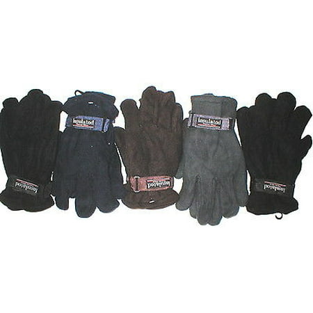 WHOLESALE LOT 24 PAIR MENS MALE POLAR FLEECE WINTER GLOVES RESELL - CHARITY