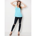 thumbnail image 4 of Made by Johnny Women's Casual Loose Fit Sleeveless Pleated Scoop Neck Tank Top S AQUA, 4 of 4