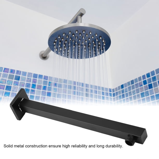 Eastbuy Brazo de extensión for Ducha - Brazo de Ducha de Gran Altura de 14 Pulgadas Montado en la Pared de Acero Inoxidable Cuadrado Recto Cabeza de Ducha Brazo de extensión Baño Adhesión (Negro)
