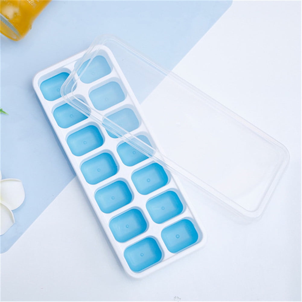 3 Pack Silicone Ice Trays with Lid BPA Free Flexible 14 Cubes Molds