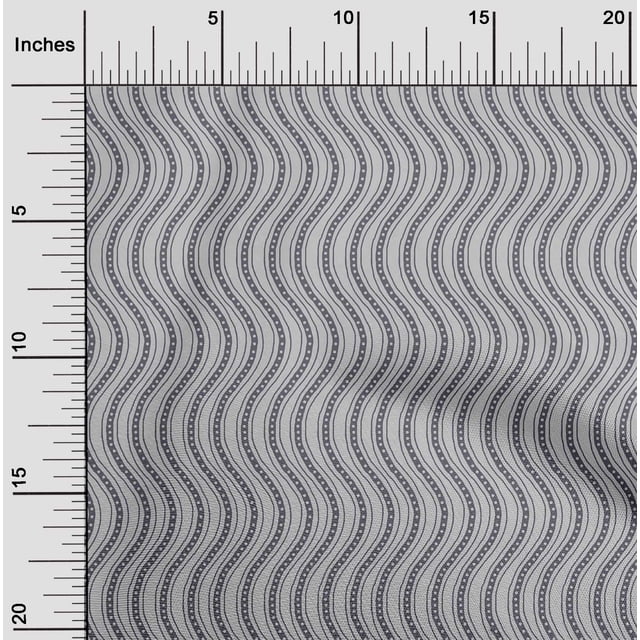 oneOone Silk Tabby Fabric Dot & Waves Block Printed Craft Fabric BTY 42 Inch Wide