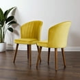thumbnail image 2 of Gold Velvet Parsons Dining Chairs (Set of 2) - Mid-Century Modern, Solid Wood Legs, Comfortable Full Back, Easy Assembly, 20.5" Wide, for Kitchen &amp; Dining Room, 2 of 7