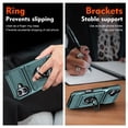 thumbnail image 3 of Dteck Card Holder Case for iPhone 16,Shockproof Silicone + PC Case Ring Stand Heavy Duty Drop Protection Wallet Cover for iPhone 16,Green, 3 of 7